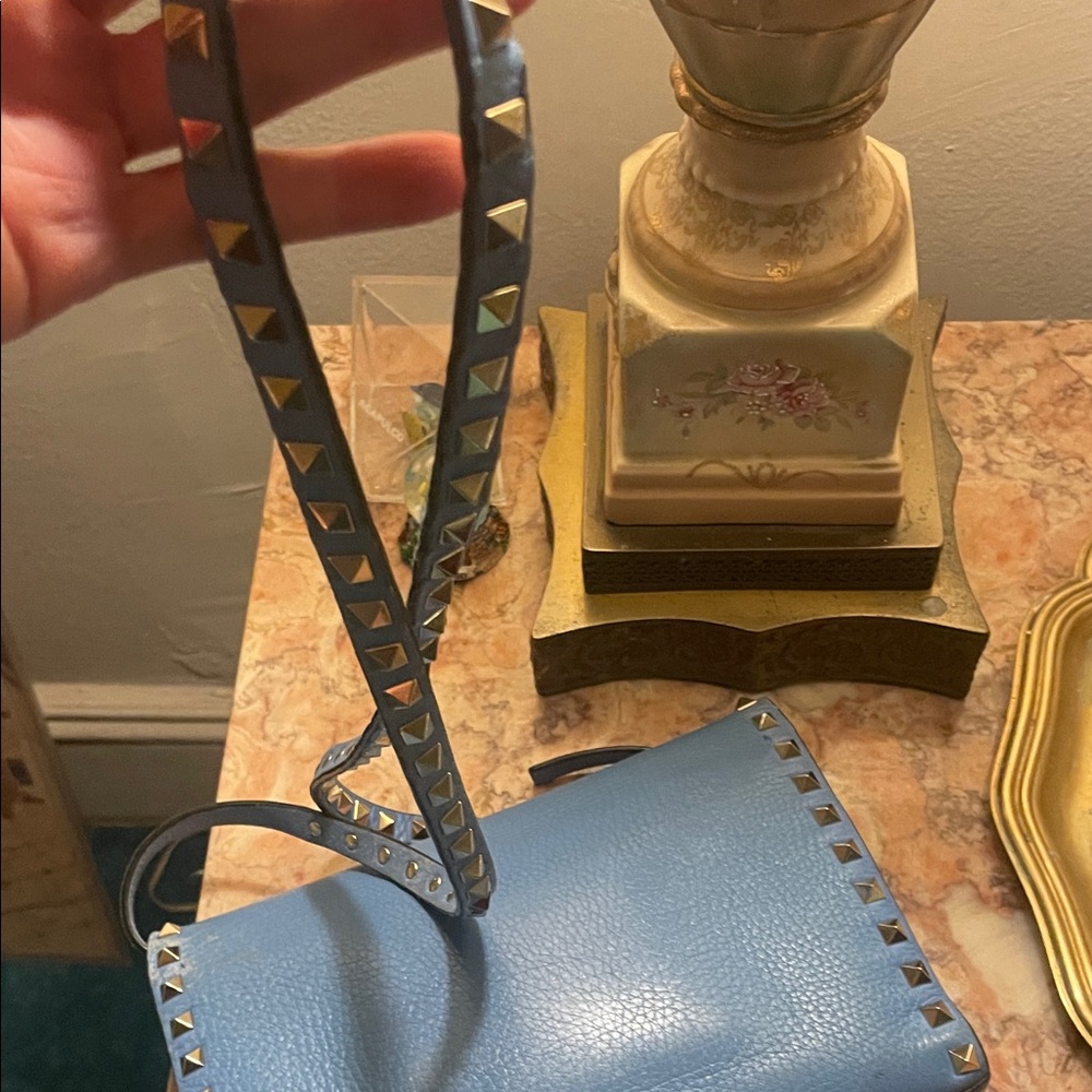 Authentic Valentino Garavani used Blue Studded Crossbody Bag - Picture 12 of 16